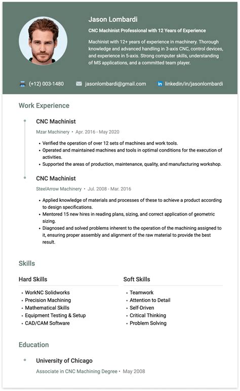 cnc machine operator sample reume|example of cnc machinist resume.